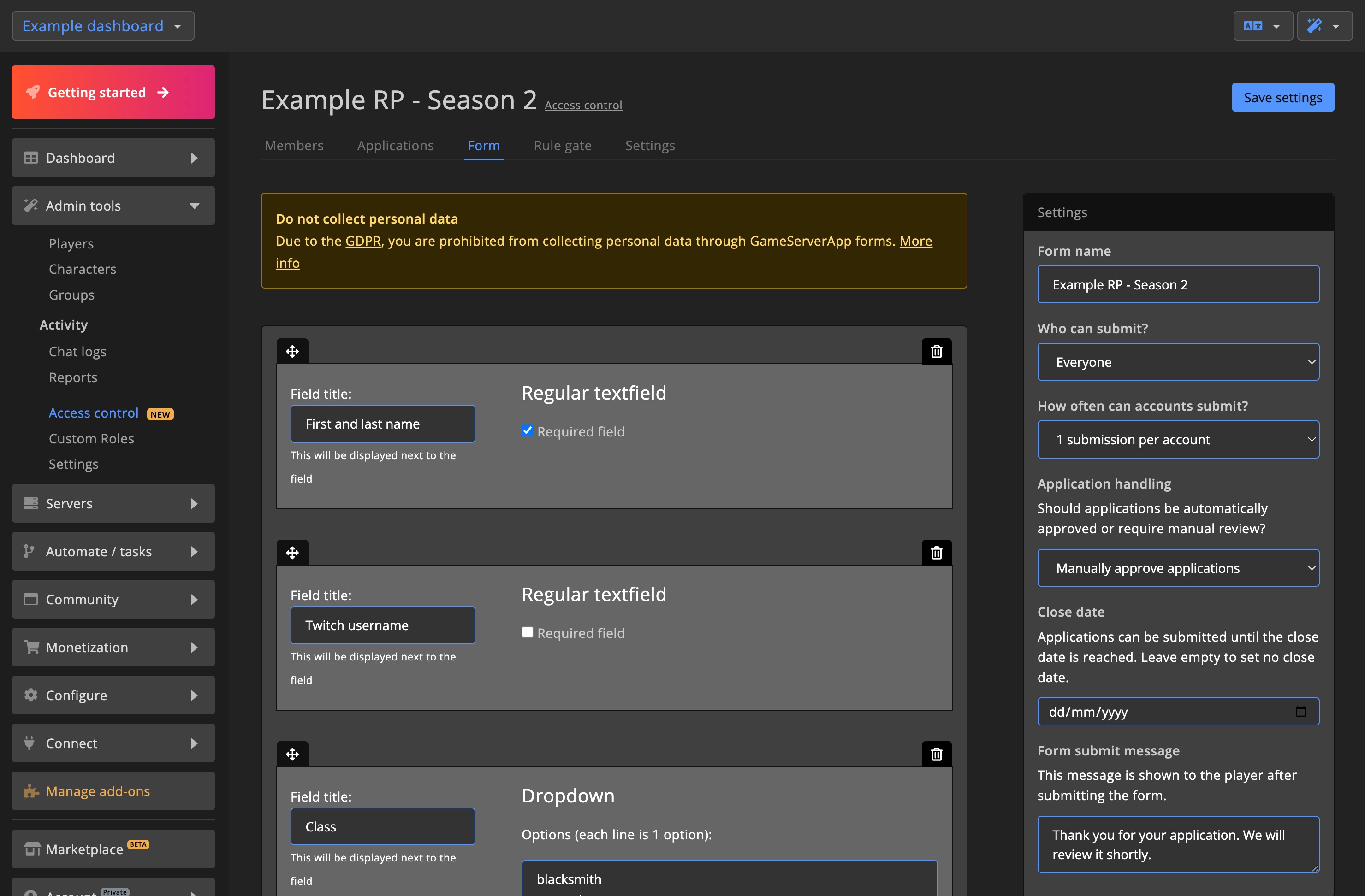 Form example 1