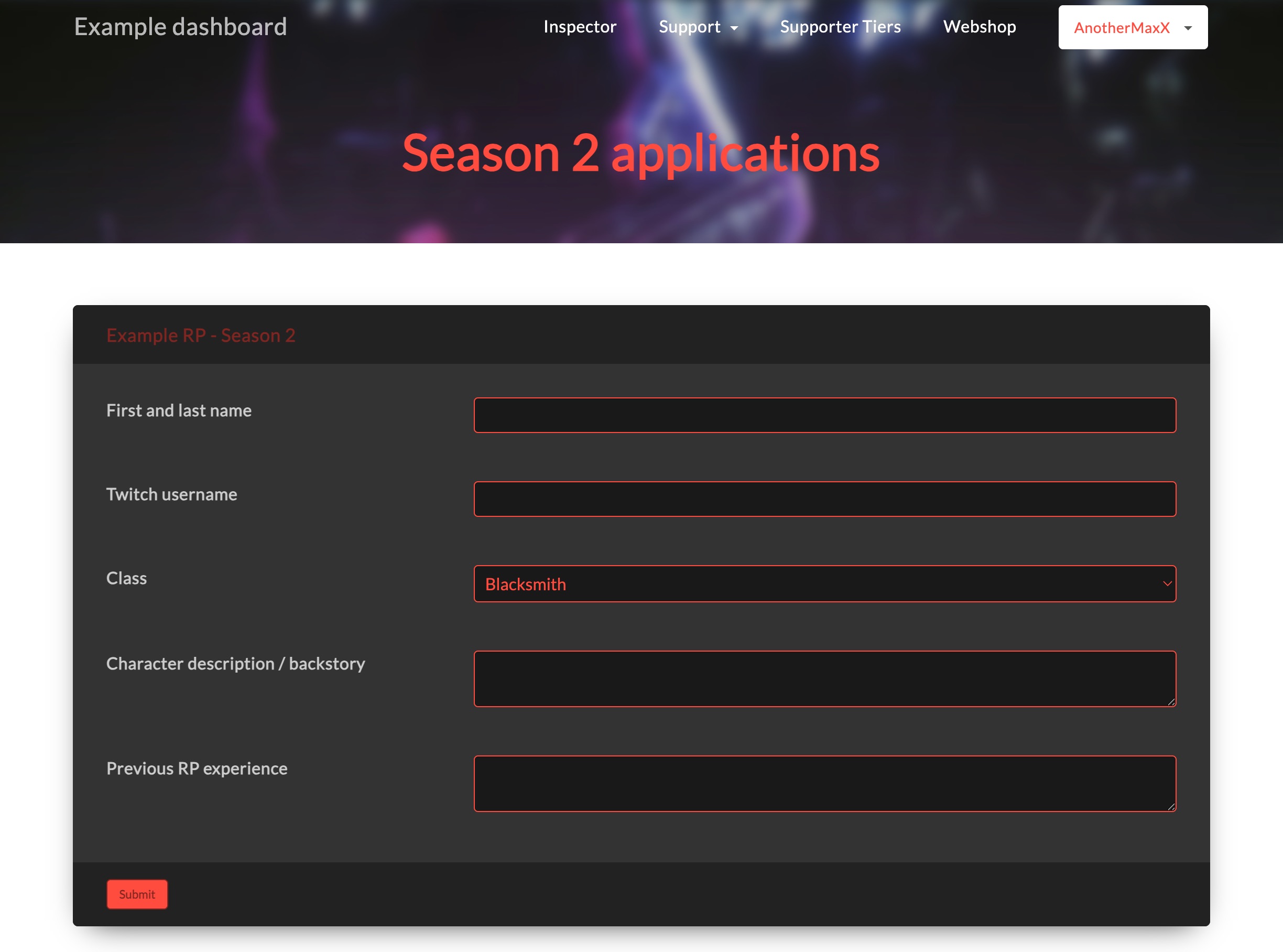 Form example 2