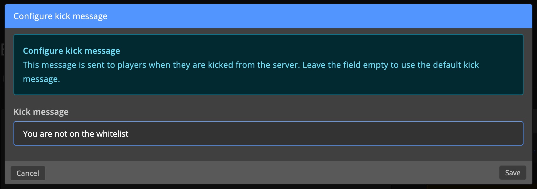 Kick message