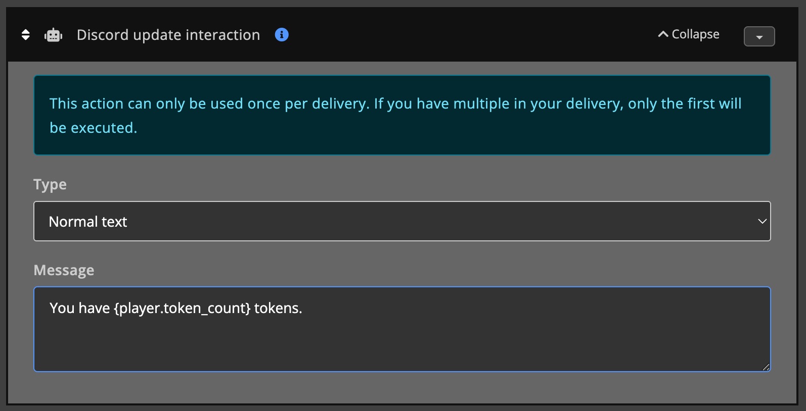 Automations / Tasks - Action - discord update interaction