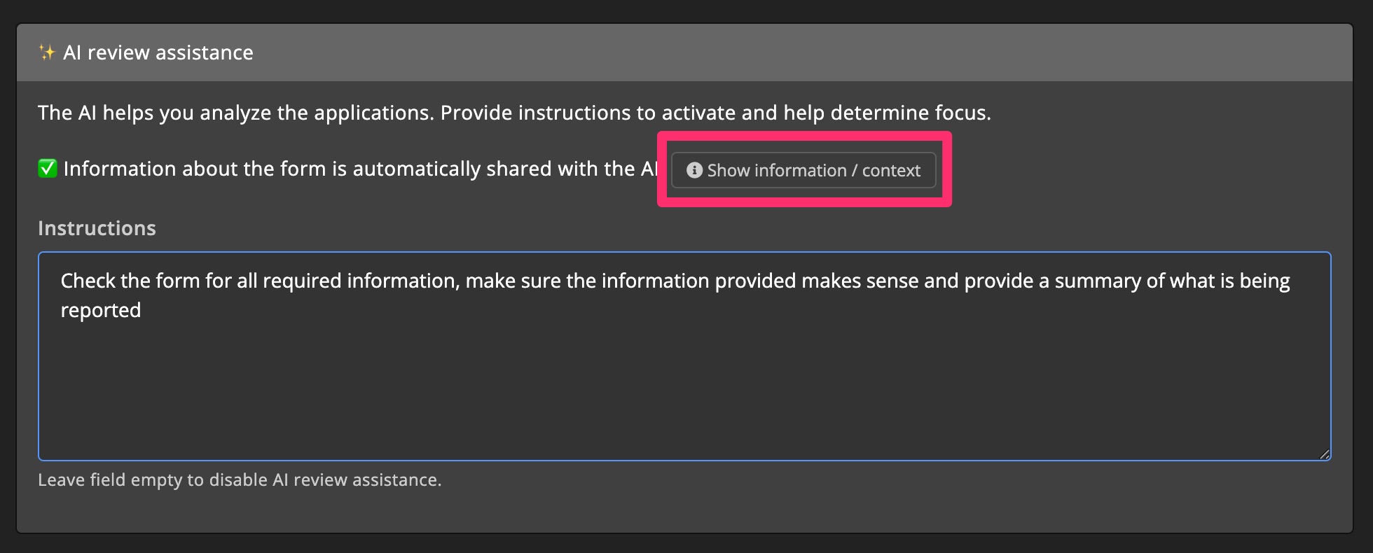 AI tools - Assistants - AI review instructions