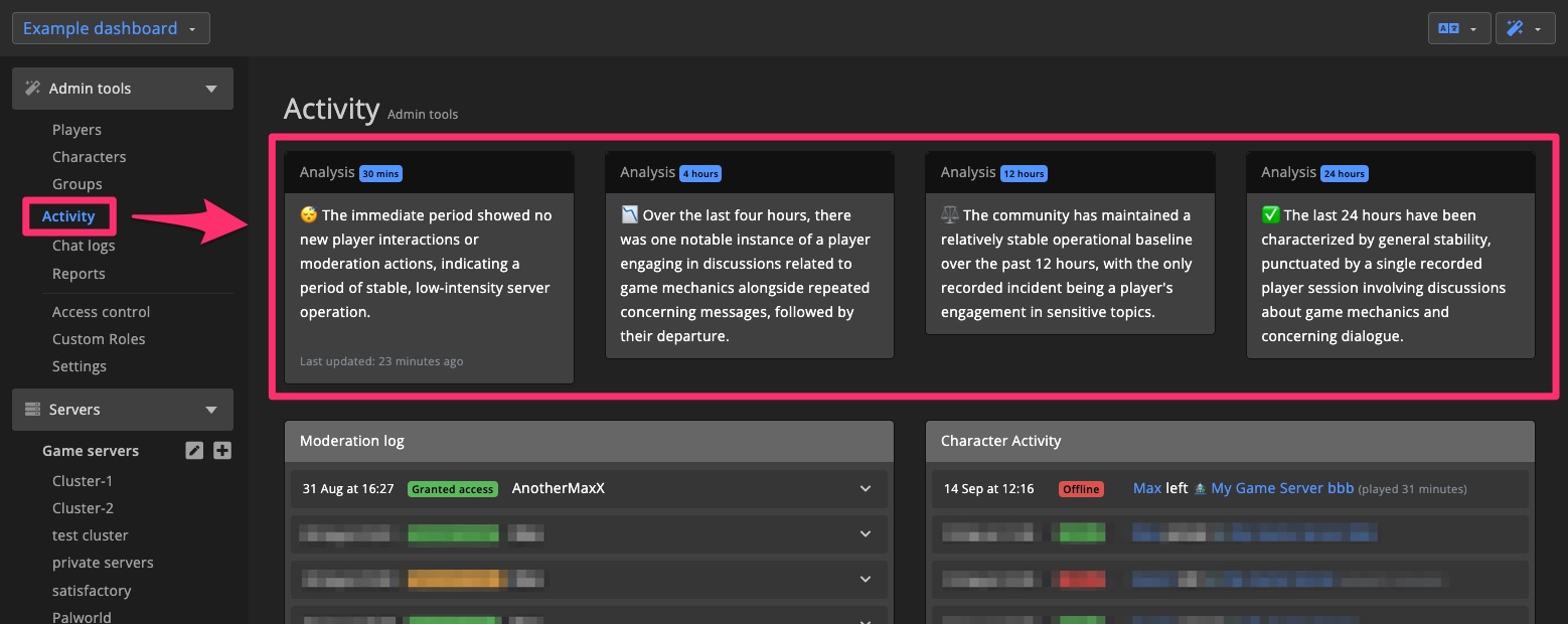 AI tools - Player activity summary