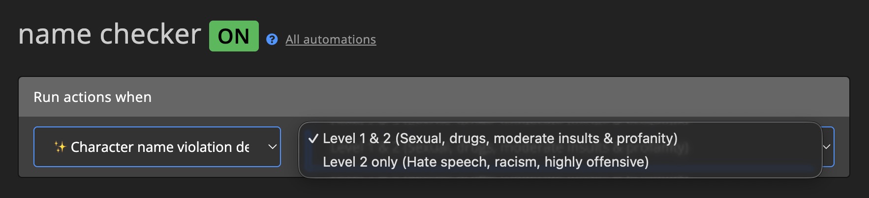 AI tools - Username violations