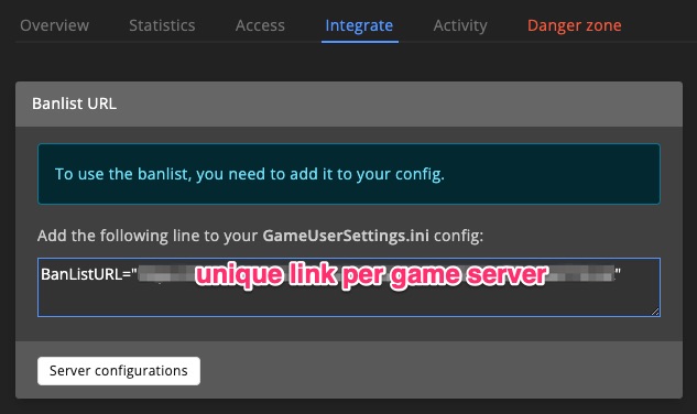 Integrate ARK: Survival Evolved game server - BanlistURL