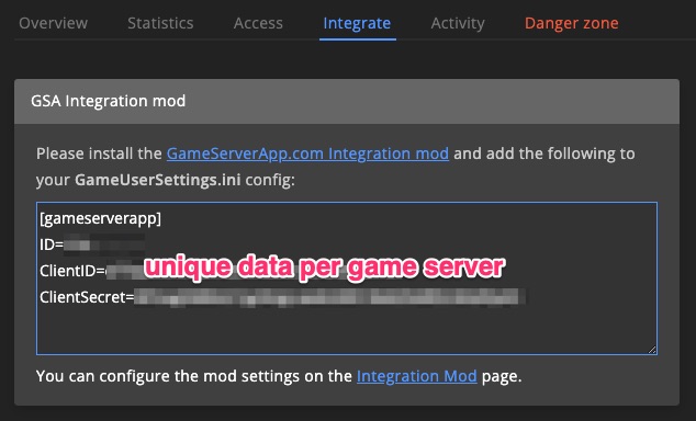 Integrate ARK: Survival Evolved game server - GSA integration mod