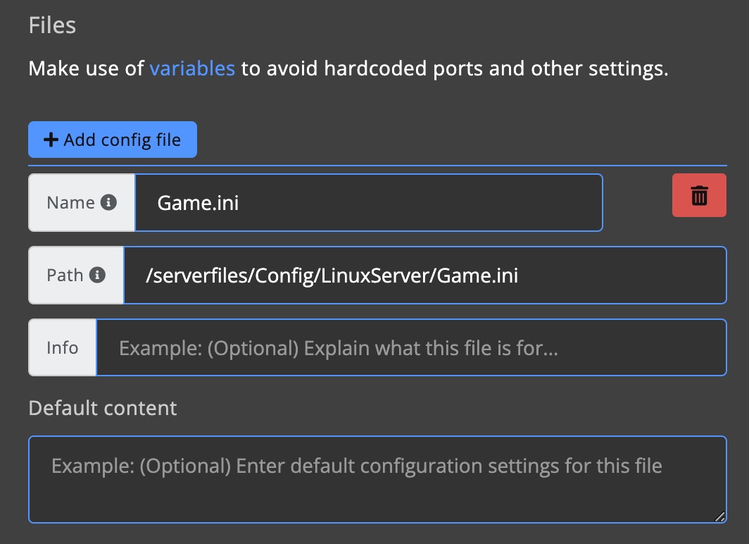 Blueprint - Blueprint form - Config Template file example