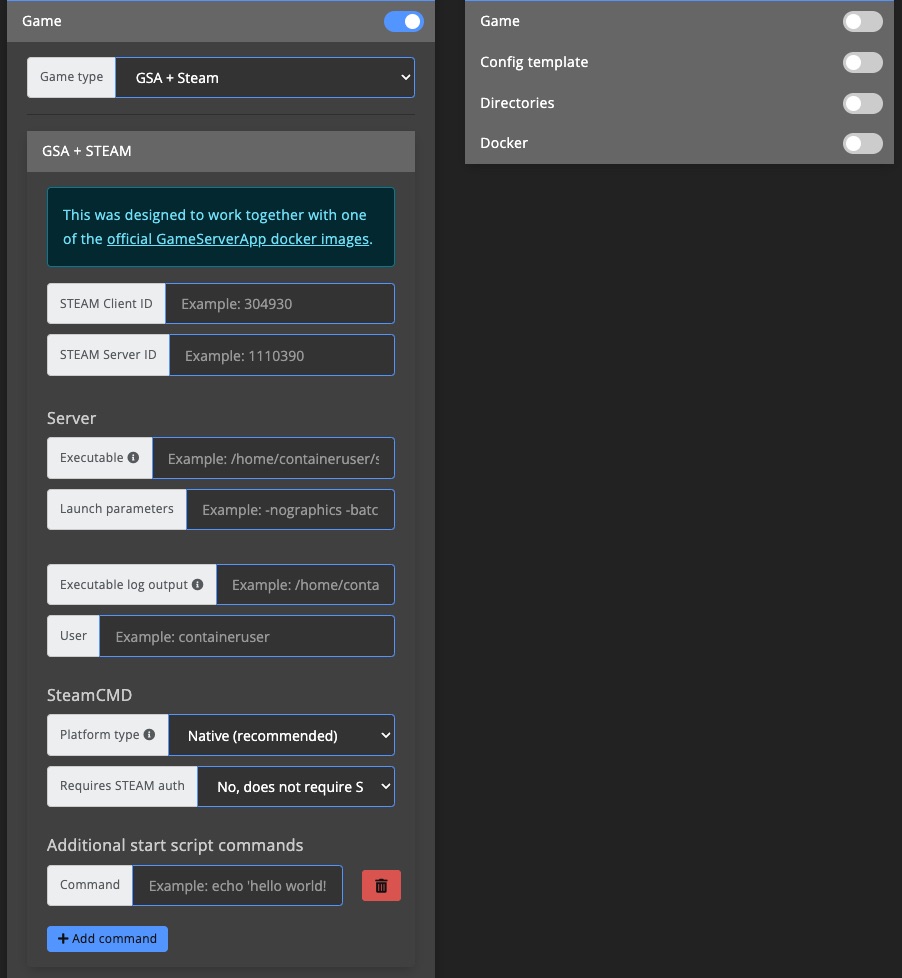 Blueprint - Blueprint form - GSA + Steam game type