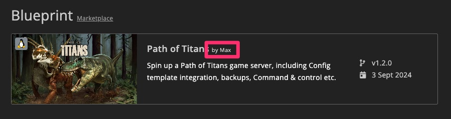 Blueprint - Publish on marketplace - Blueprint author name location