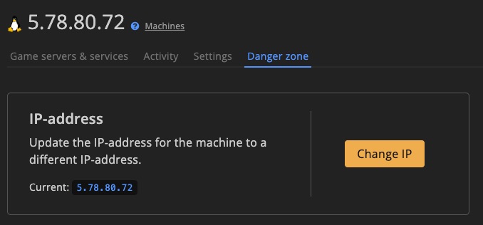 Machine Danger zone - change IP