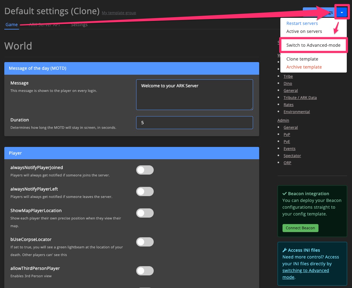 Config template - easy mode