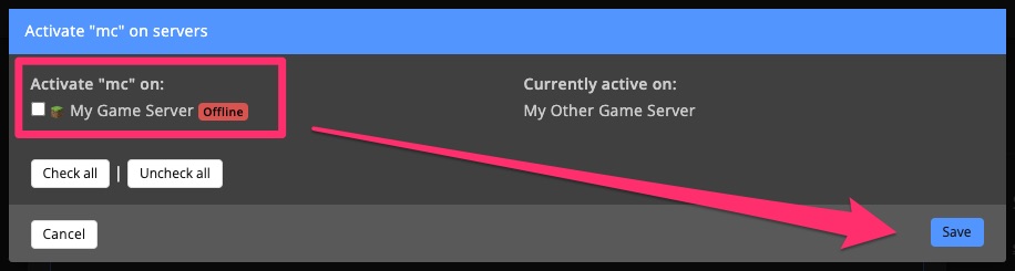 Config template - activate on servers 2