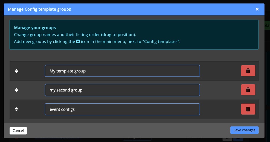 Config template group - manage groups 2