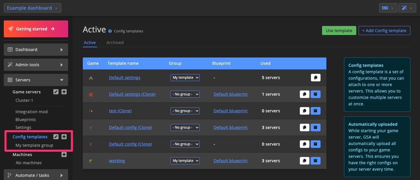 Config template - overview