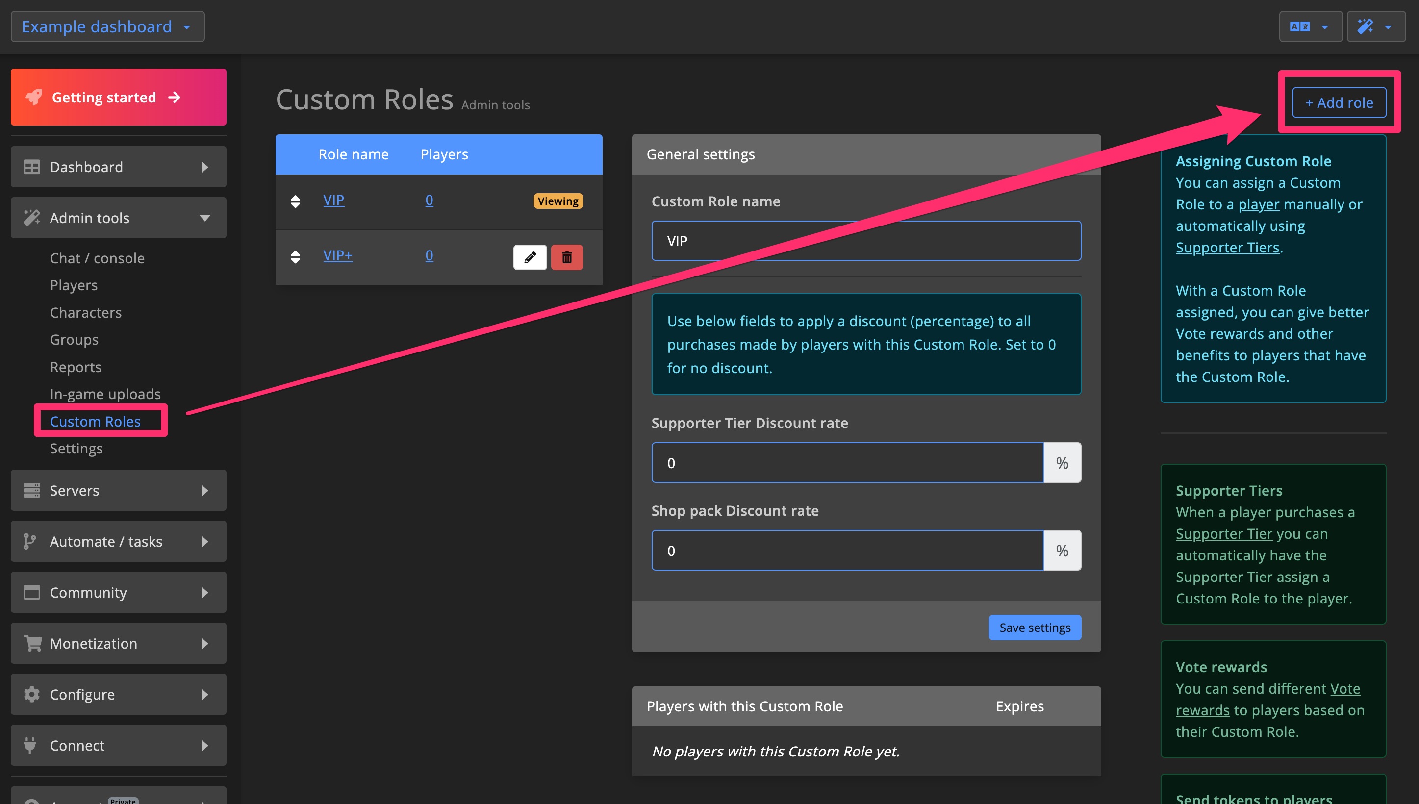 Admin tools - Create Custom Role 1