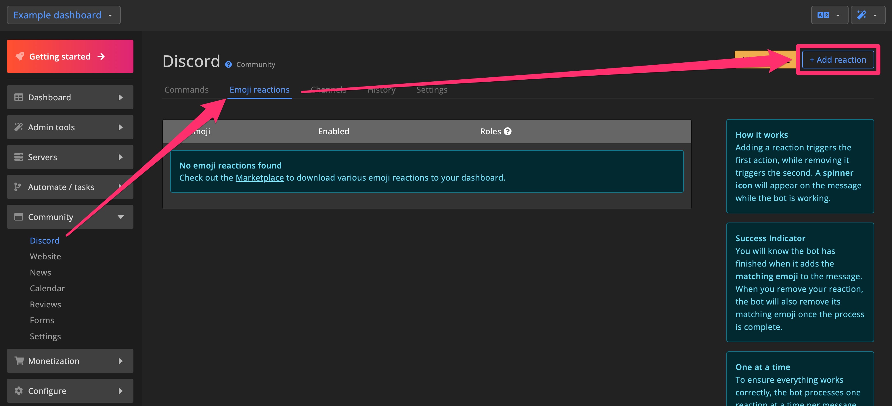 Discord bot - Create emoji reaction 1
