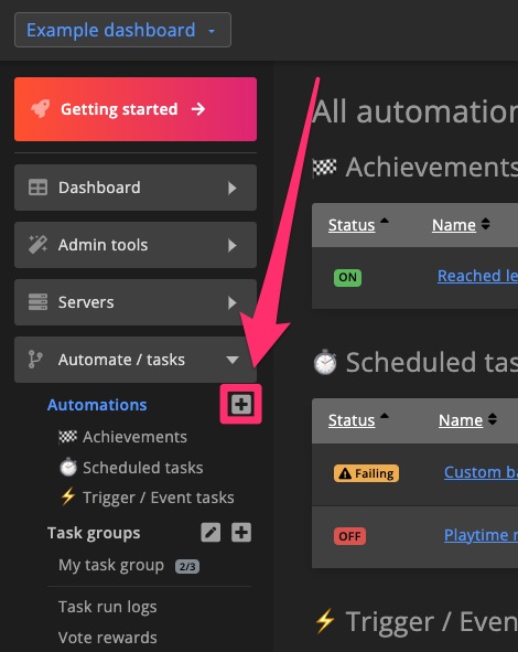 Automations / Tasks - create task 1