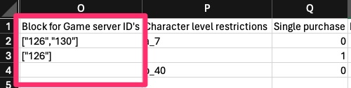 Monetization - CSV tools - Details - Block Game server IDs field 1