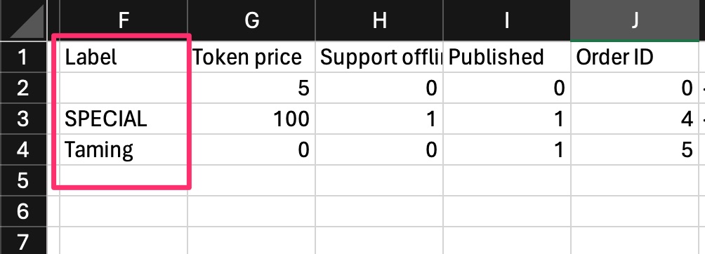 Monetization - CSV tools - Details - Label field