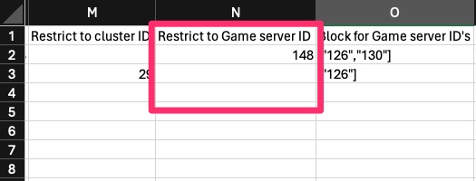 Monetization - CSV tools - Details - Restrict Game server ID field 1