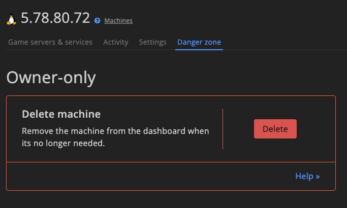 Machine Danger zone - delete machine