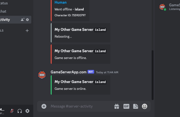 Discord bot - Game server status log