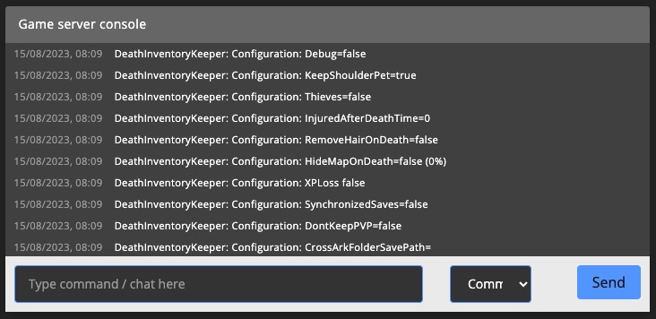 Game server - settings - consoles