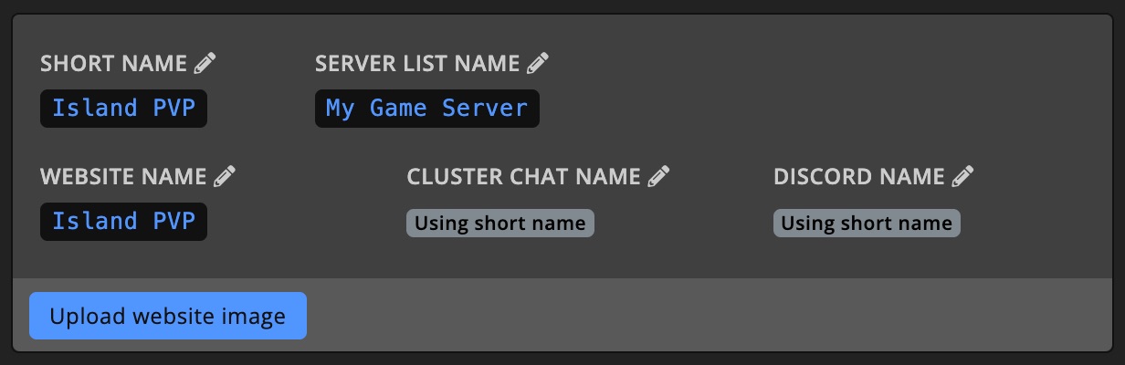 Game server - settings - names