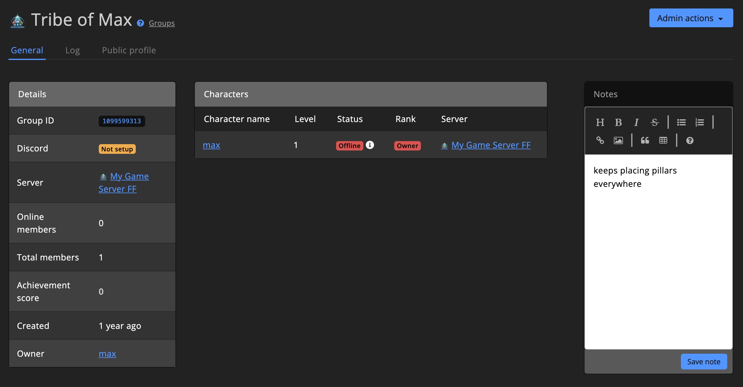 Group - Detail page