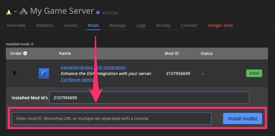 Installing mods on a server