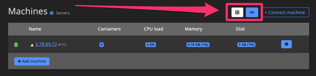 Machine overview - table-mode