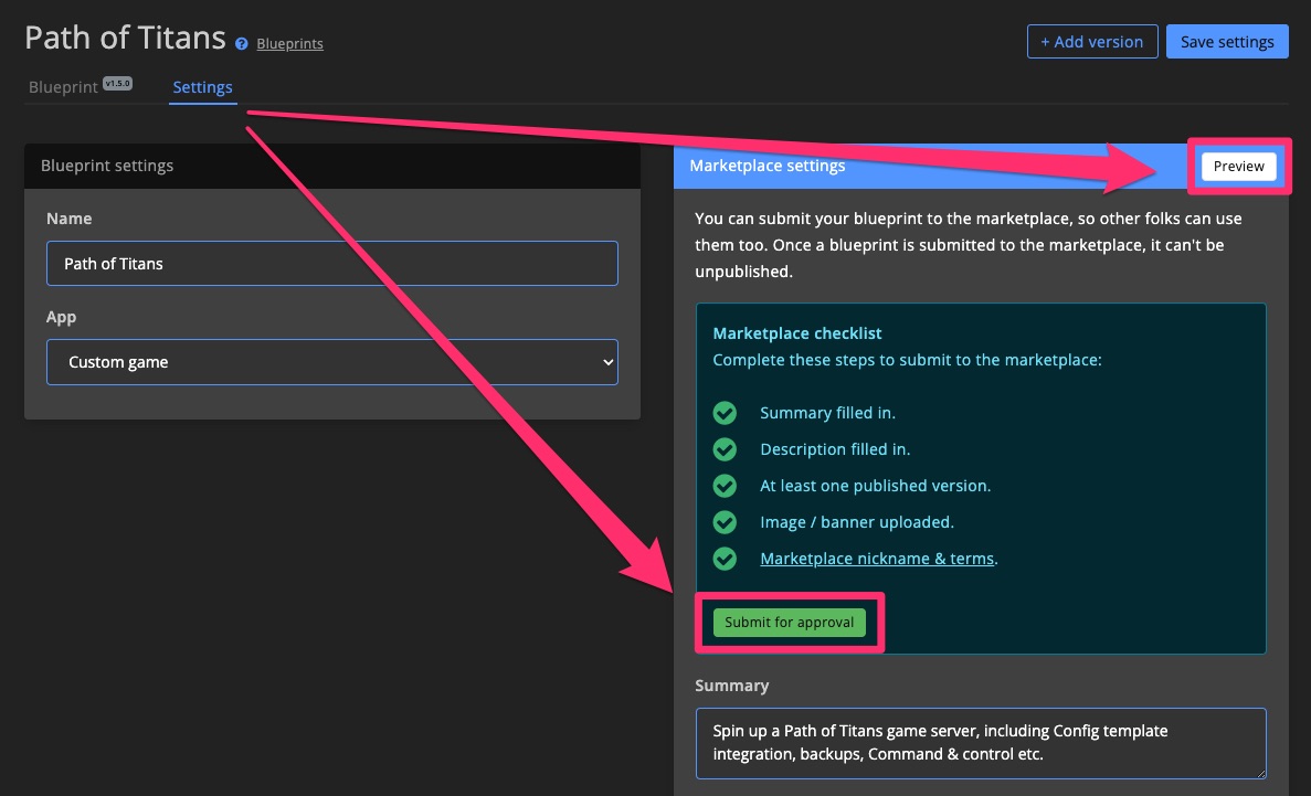 Blueprint - Publish on marketplace - Blueprint submit for approval