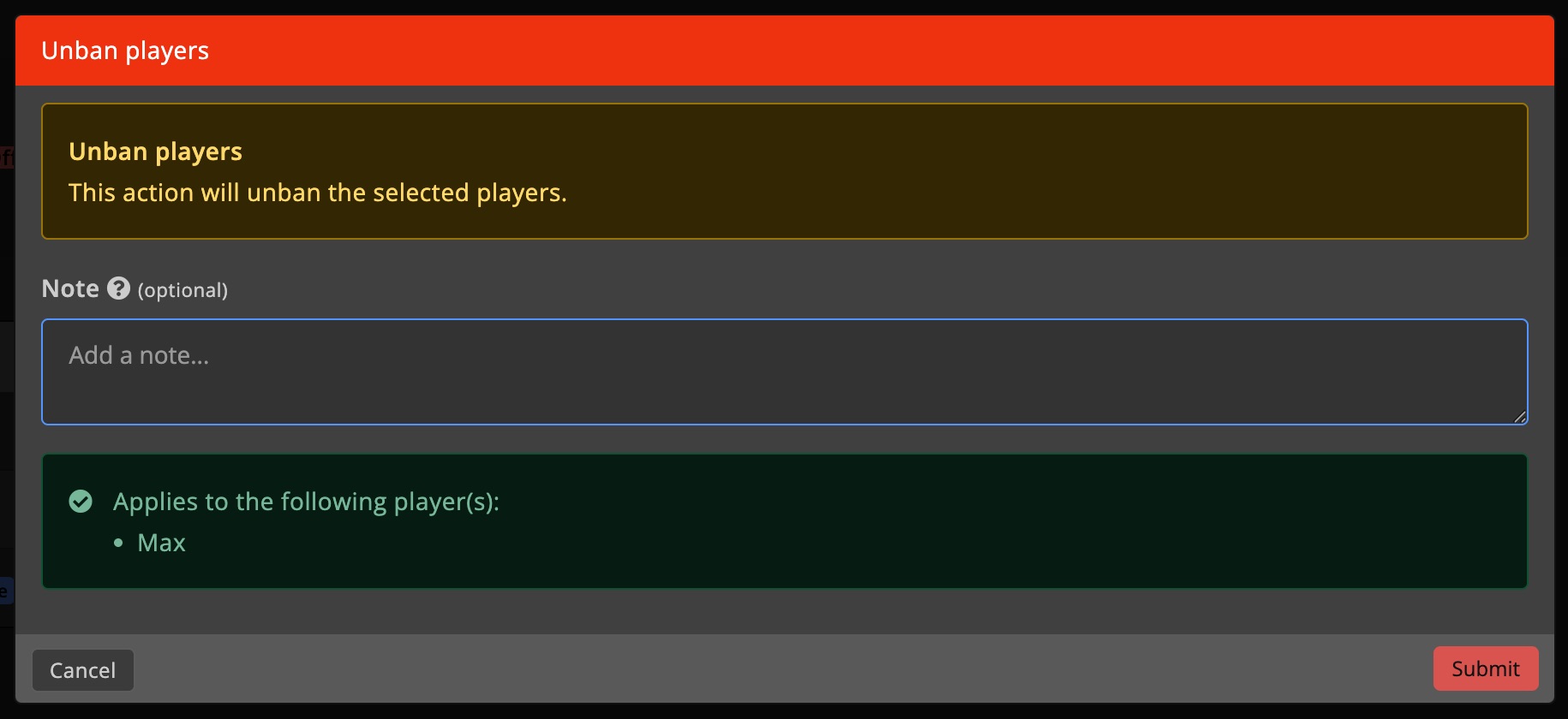 Unban