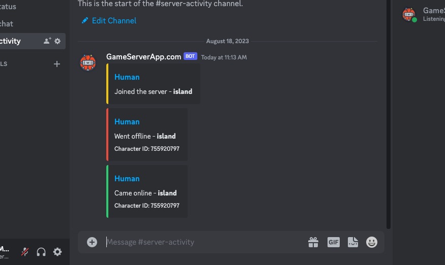 Discord bot - Player join / leave