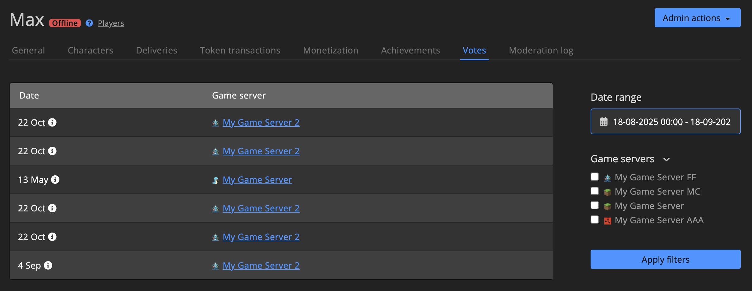 Player - Votes