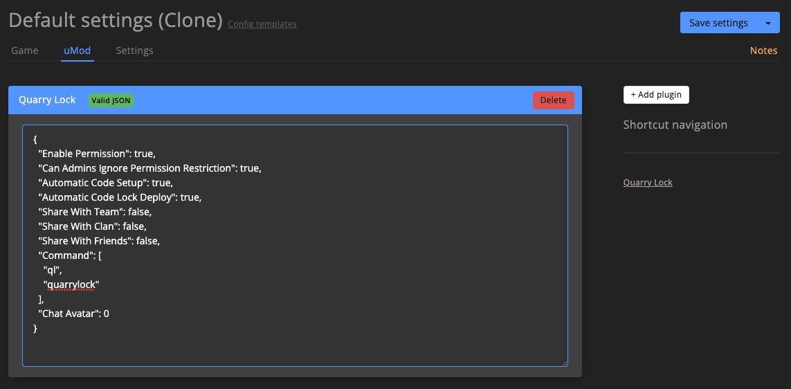 Config template - plugin specific configs