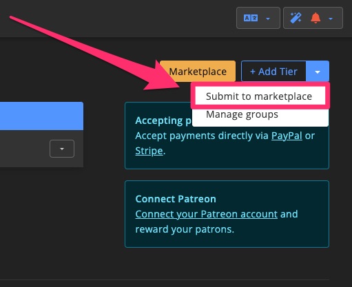 Monetization - Groups - Publish Shop Pack group