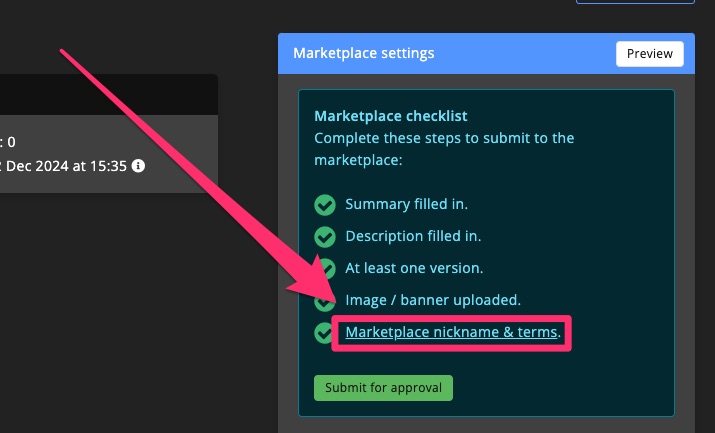 Marketplace - Publish to marketplace - marketplace terms &amp; nickname 1