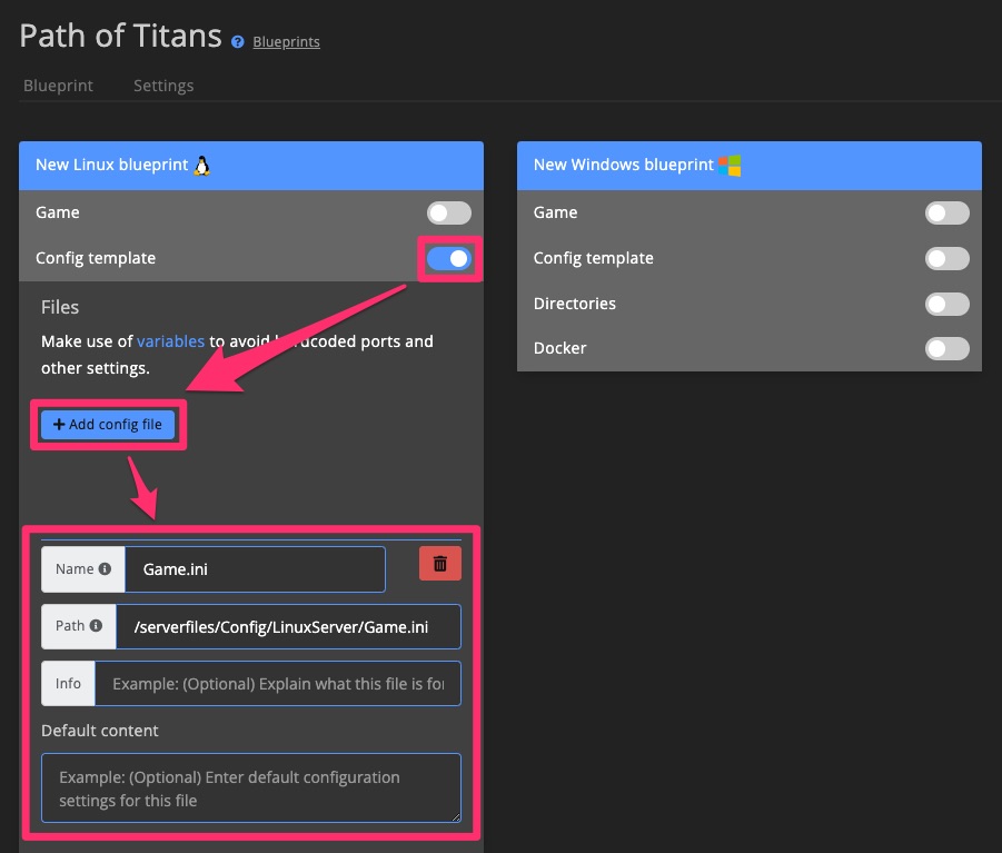 Blueprint - Create existing Docker container blueprint - Register configuration file