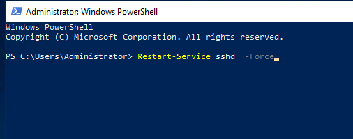 Restart SSH via Powershell