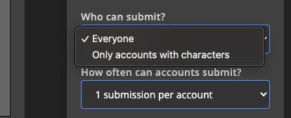 Community - Forms - Form settings - restrictions