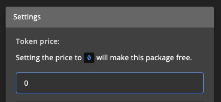 Monetization - Settings - Token price