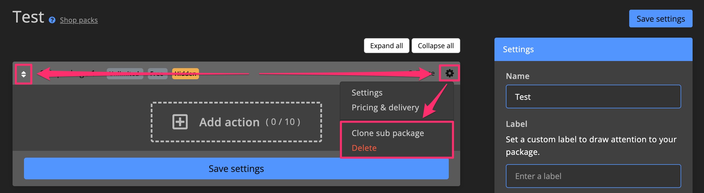 Monetization - Sub-package Manage