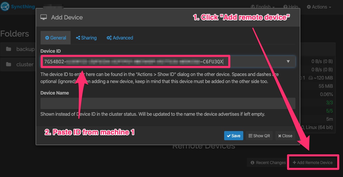 Syncthing syncing setup 4