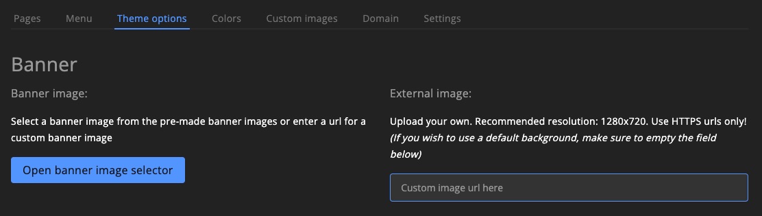 Community - Website - Theme options - banner
