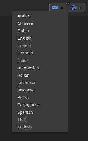 Translate menu