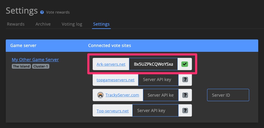 Automations / Tasks - Vote site API key setup